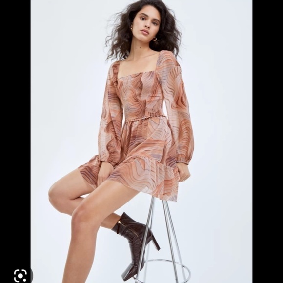 NWOT Wilfred Tempest Dress‎ size 2XL smocked long sleeves mini party pink - Picture 1 of 16